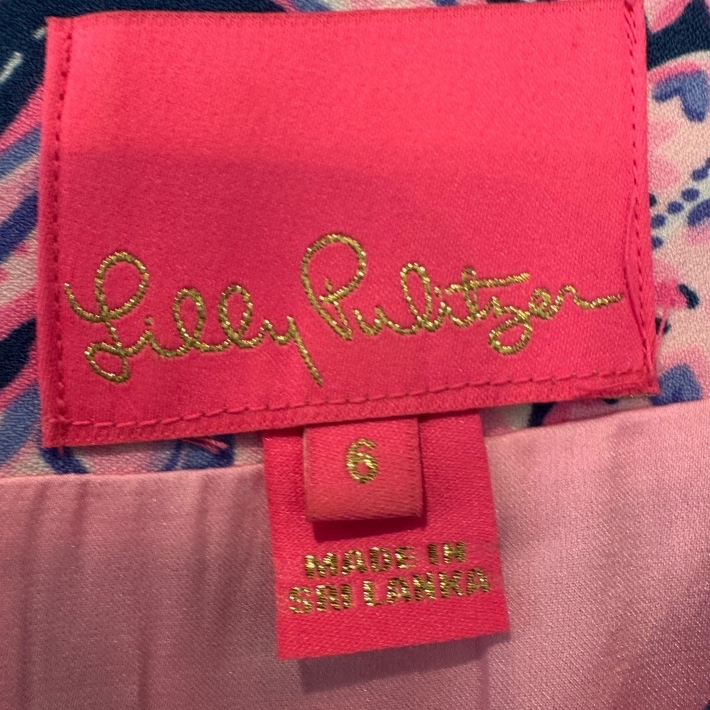 Lilly Pulitzer Pink and Blue Heart Cheetah Skort Dress Slit Side / 6 - Picture 6 of 15